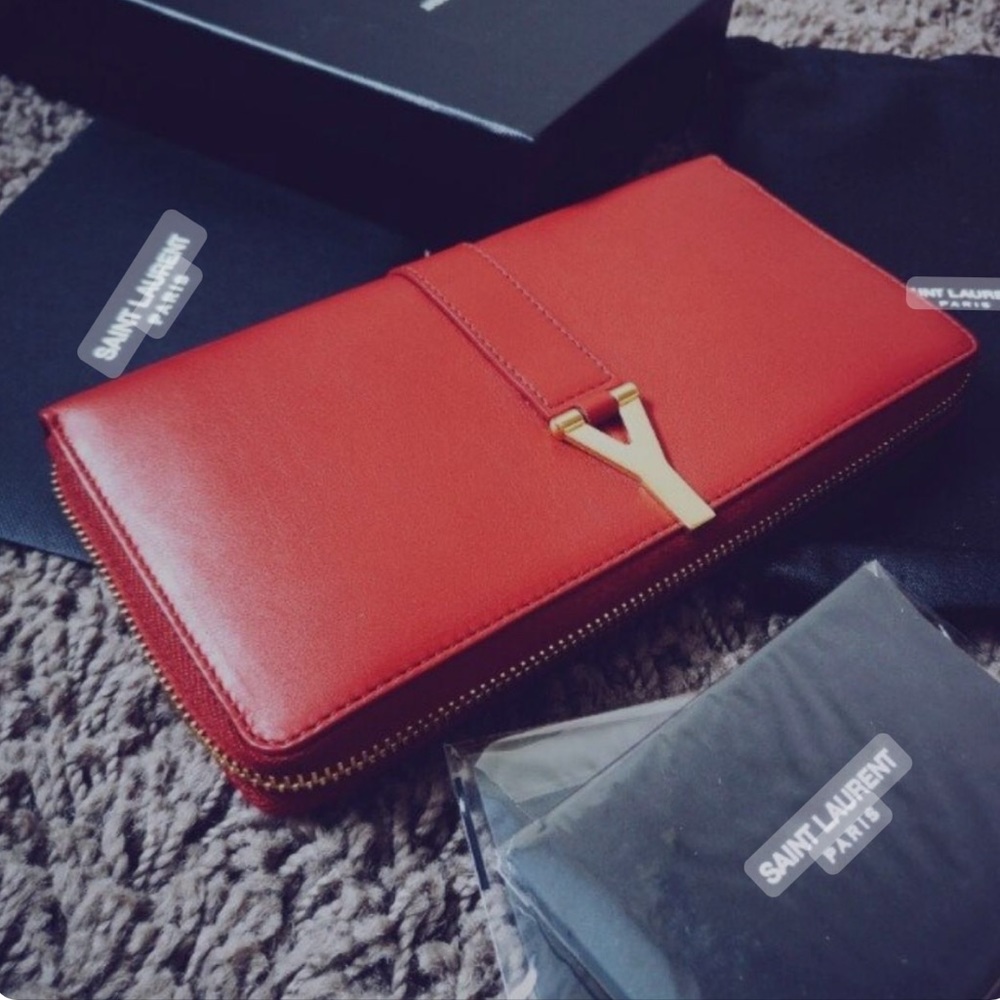 Authentic YSL Red Zippy Wallet